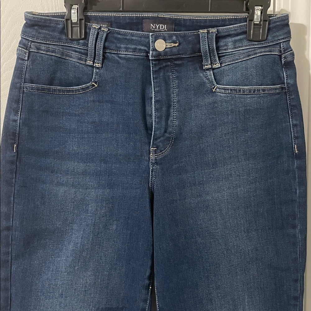 NYDJ Relaxed Straight Life x Tuck Like New High Rise Dark Wash Jeans Size 8 - Picture 5 of 10
